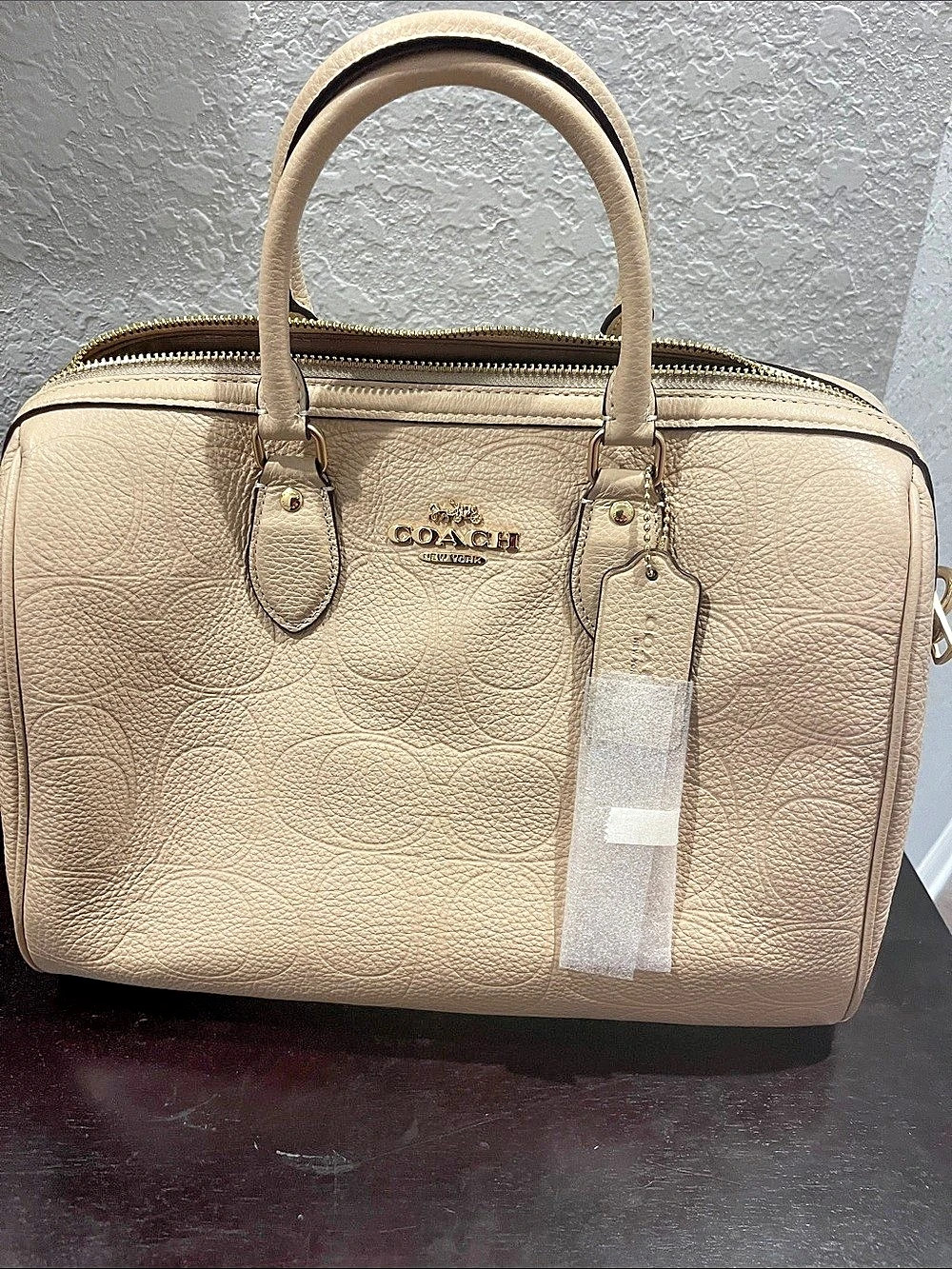 Coach Rowan Large Satchel Bag In Signature Leather Beige| Oat NWT